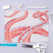 Rote Tentakel Octopus Wasserfarbe Seidenpapier (Handwerk)