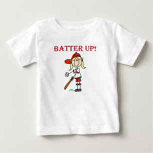 Rote Text Batter Up Mädchen Softball-Shirts und Ge Baby T-shirt