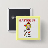 Rote Text Batter Up Mädchen Softball-Shirts und Ge Button (Vorne & Hinten)