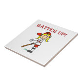 Rote Text Batter Up Mädchen Softball-Shirts und Ge Fliese (Seite)
