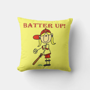 Rote Text Batter Up Mädchen Softball-Shirts und Ge Kissen