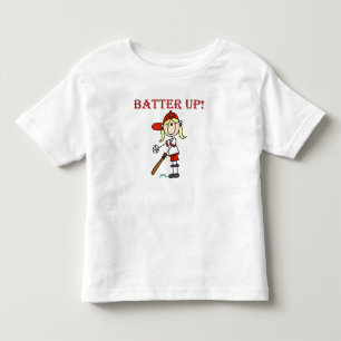 Rote Text Batter Up Mädchen Softball-Shirts und Ge Kleinkind T-shirt