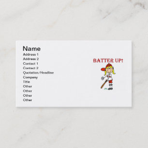 Rote Text Batter Up Mädchen Softball Shirts und Ge Visitenkarte