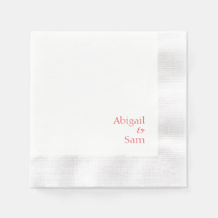 Rote Text Personalisierte Weiße Geprägte Hochzeit Serviette