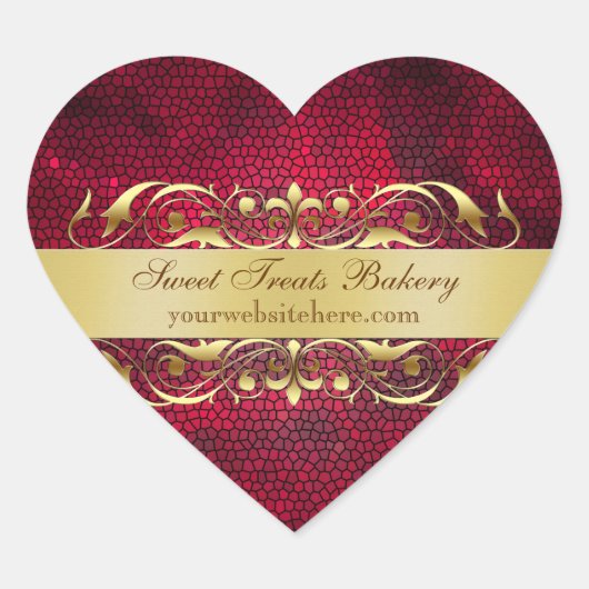 Rote Textur Herz Cupcake Backen Etikett Aufkleber (Vorderseite)