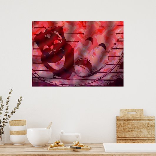 Rote Theatermasken Poster (Küche)