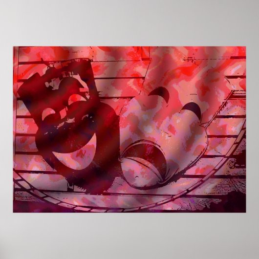 Rote Theatermasken Poster (Vorne)