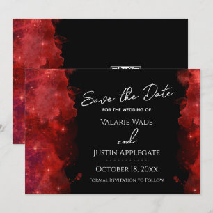 Rote Tinten-Galaxie Save-the-Date Hochzeit  Einladung
