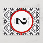 Rote Tischnummer für Schwarzweiß-Damast (Rückseite)