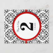 Rote Tischnummer für Schwarzweiß-Damast (Vorderseite)