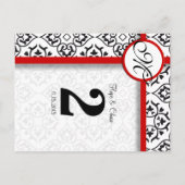 Rote Tischnummer für Schwarzweiß-Damast (Rückseite)