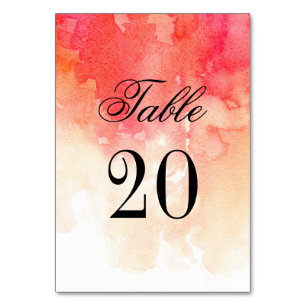 Rote Tischnummer. Hochzeit im Herbst. Korallenherb Tischnummer