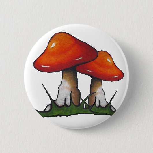 Rote Toadstools, Pilze: Freihändige Button (Vorderseite)