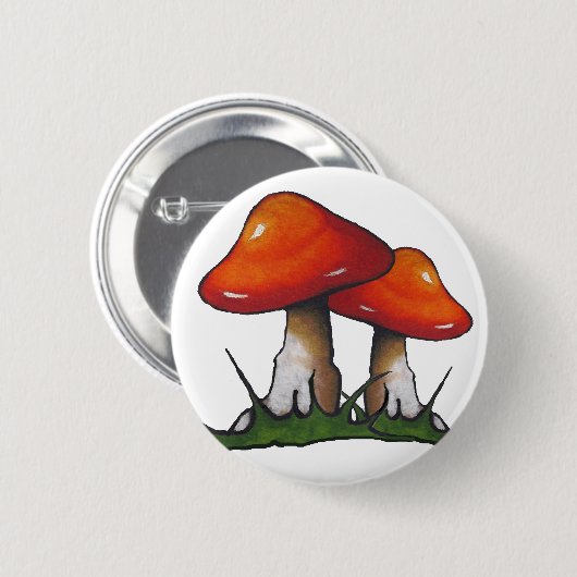 Rote Toadstools, Pilze: Freihändige Button (Vorne & Hinten)