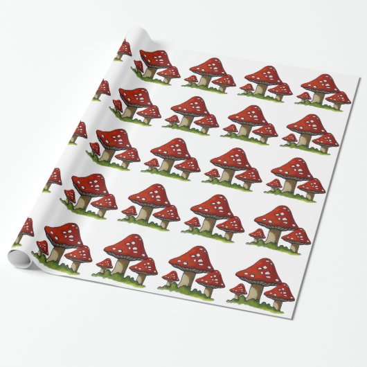Rote Toadstools, Pilze: Ursprüngliche Kunst Geschenkpapier (Ungerollt)