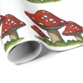 Rote Toadstools, Pilze: Ursprüngliche Kunst Geschenkpapier (Rolleneckpunkt)