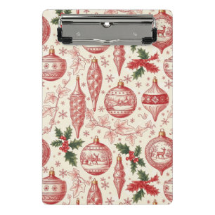 Rote Toile-Chinoiserie-Weihnachtsdekorationen Mini Klemmbrett