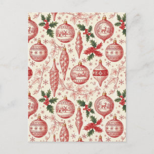 Rote Toile-Chinoiserie-Weihnachtsdekorationen Postkarte