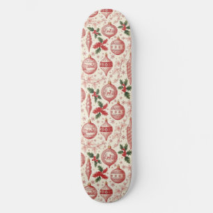 Rote Toile-Chinoiserie-Weihnachtsdekorationen Skateboard