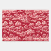 Rote Toile de Jouy Geschenkpapier Set (Vorderseite)