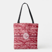 Rote Toile de Jouy Tasche (Rückseite)