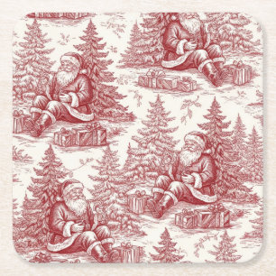 Rote Toile Rechteckiger Pappuntersetzer