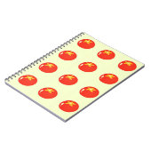 Rote Tomamen auf Gelb Notizblock (Linke Seite)