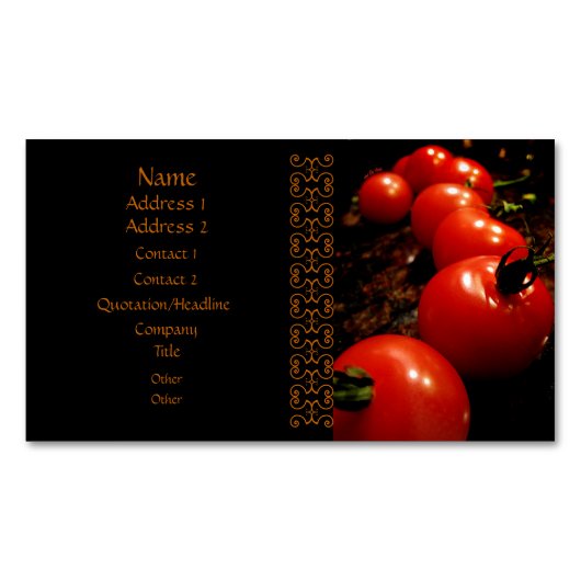 Rote Tomate elegantes schwarzes Brown Magnetische Visitenkarte (Vorderseite)