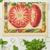 Rote Tomate Retro-Viktorianische Botanische Kunst Geschirrtuch (Gefaltet)