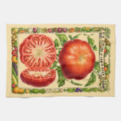 Rote Tomate Retro-Viktorianische Botanische Kunst Geschirrtuch (Horizontal)