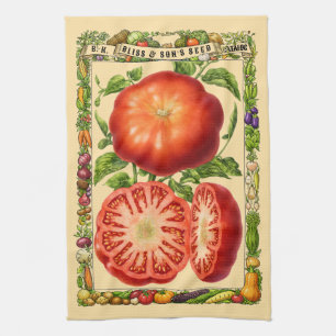 Rote Tomate Retro-Viktorianische Botanische Kunst Geschirrtuch