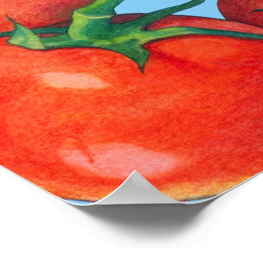 Rote Tomaten, blaues Poster (Ecke)