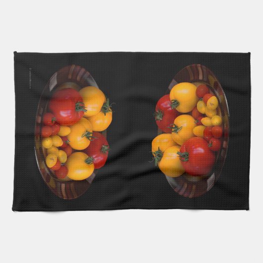 Rote Tomaten, Gelbe Tomaten Geschirrtuch (Horizontal)