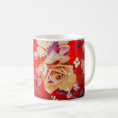 Rote Töne Rustikale Rose und Vögel Kaffeetasse (VorderseiteRechts)