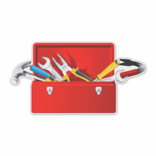 Rote Toolbox-Dekoration Aufkleber (Vorderseite)