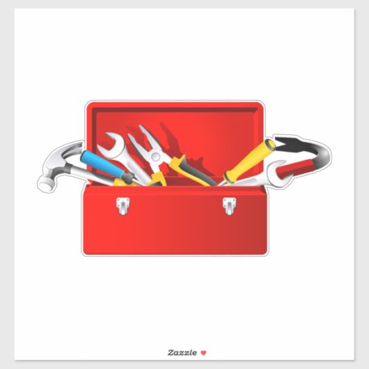 Rote Toolbox-Dekoration Aufkleber (Blatt)