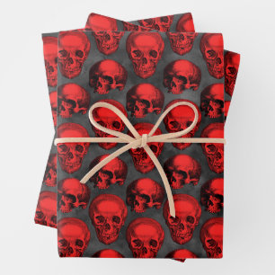 Rote Totenköpfe und Sonnenblumen-Serie Design 1 Geschenkpapier Set