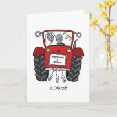 Rote Traktor Landhochzeit Karte (Gelbe Blume)