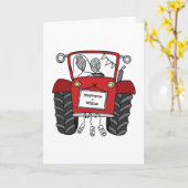 Rote Traktor Landhochzeit Karte (Gelbe Blume)