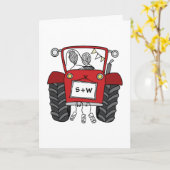 Rote Traktor Landhochzeit Karte (Gelbe Blume)