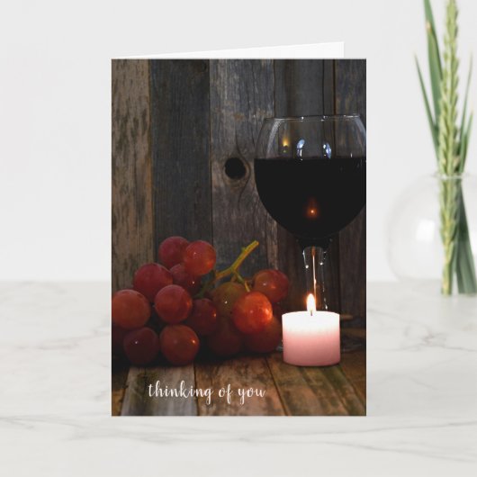 Rote Trauben mit Weinglas denken Sie an Sie Karte (Vorderseite)