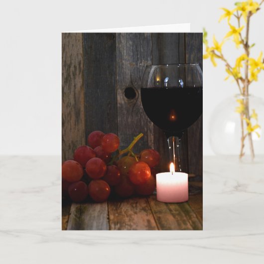 rote Trauben mit Weinglas Karte (Gelbe Blume)