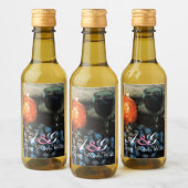 ROTE TRAUBEN, ROTES WEINGLAS, POMEGRANATE Artistis Weinetikett (Flaschen)