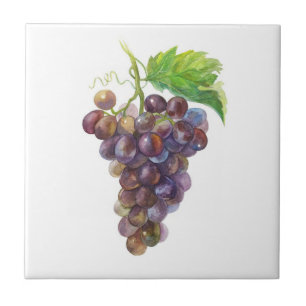 Rote Trauben. Wasserfarben Kunst Fliese