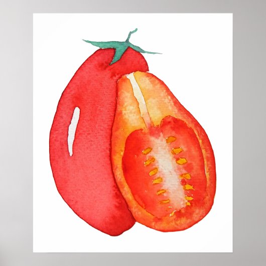 rote Traubentomate Aquarell Poster (Vorne)
