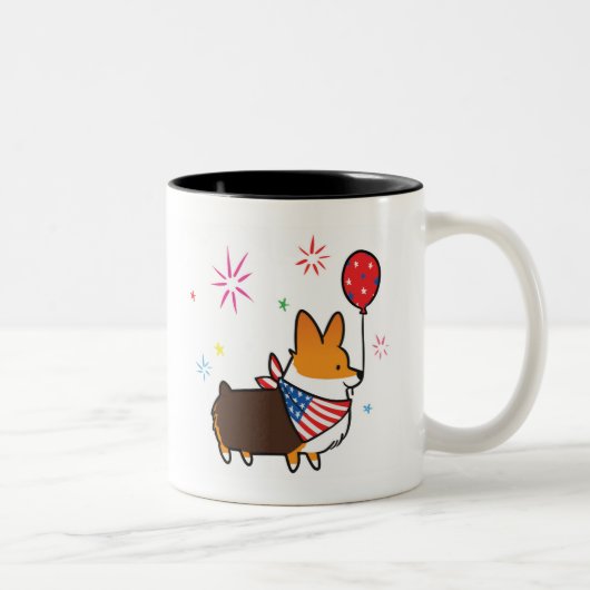 Rote Tri Farbecorgi-Amerika-Tasse | CorgiThings Zweifarbige Tasse (Rechts)