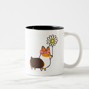 Rote Tri Farbecorgi-Blumen-Power-Tasse   Zweifarbige Tasse