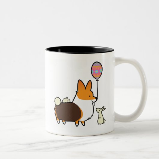 Rote Tri Farbecorgi-Osterhasen-Tasse | CorgiThings Zweifarbige Tasse (Rechts)