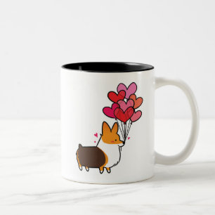 Rote Tricolor Liebe-u. Herzencorgi-Tasse   Zweifarbige Tasse