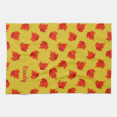 Rote trockene Blätter individuelle Name gelb Geschirrtuch (Horizontal)